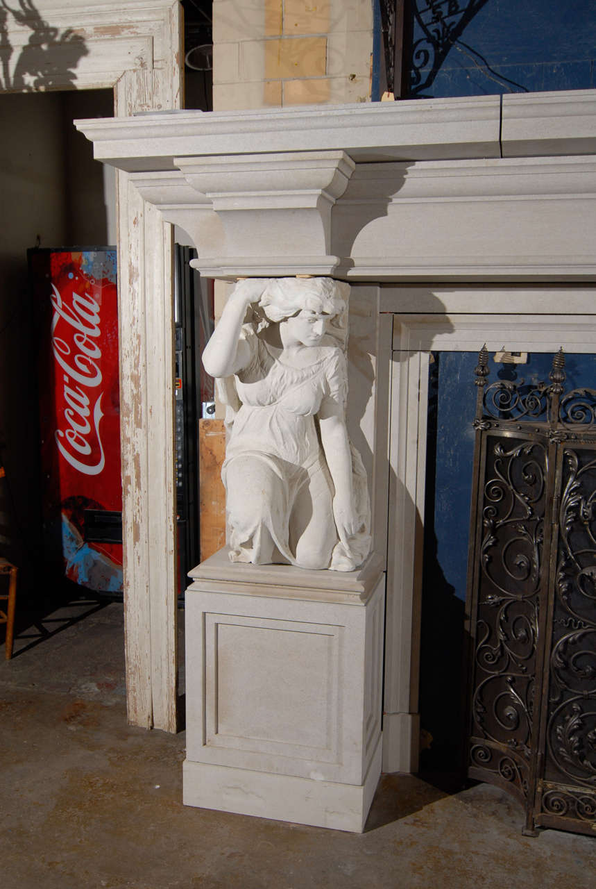English Classical Style Stone mantel For Sale 1