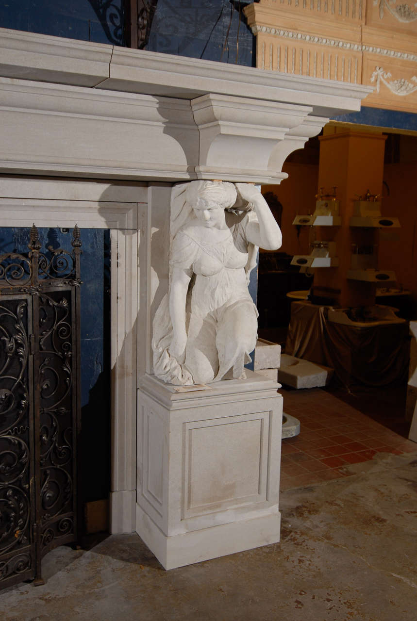 British English Classical Style Stone mantel For Sale