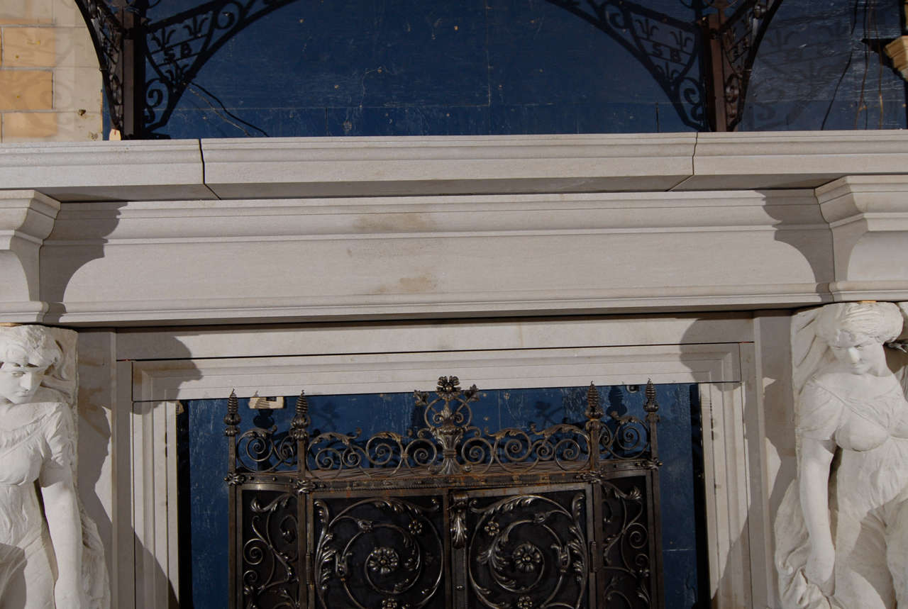 Carved English Classical Style Stone mantel For Sale