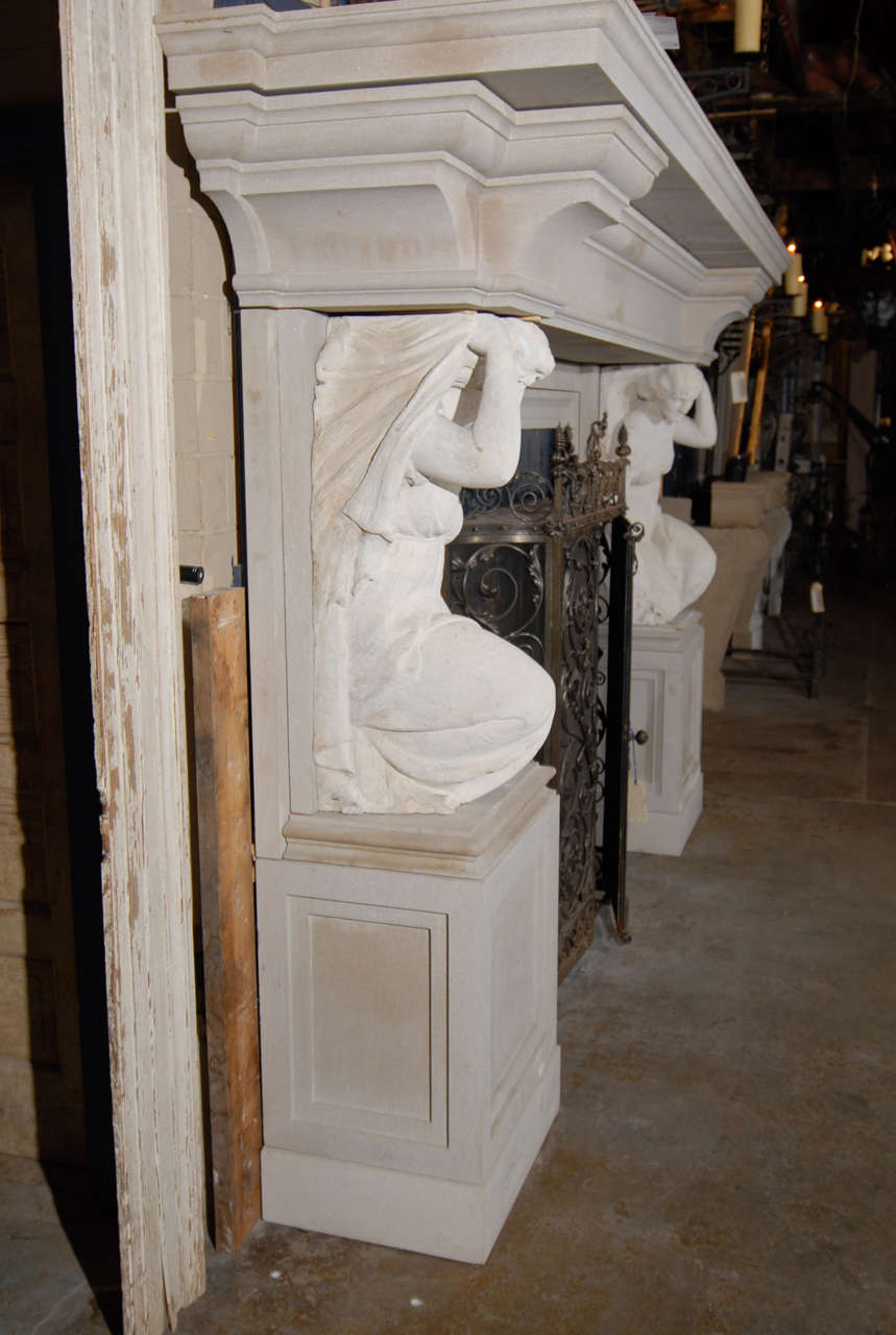 20th Century English Classical Style Stone mantel For Sale