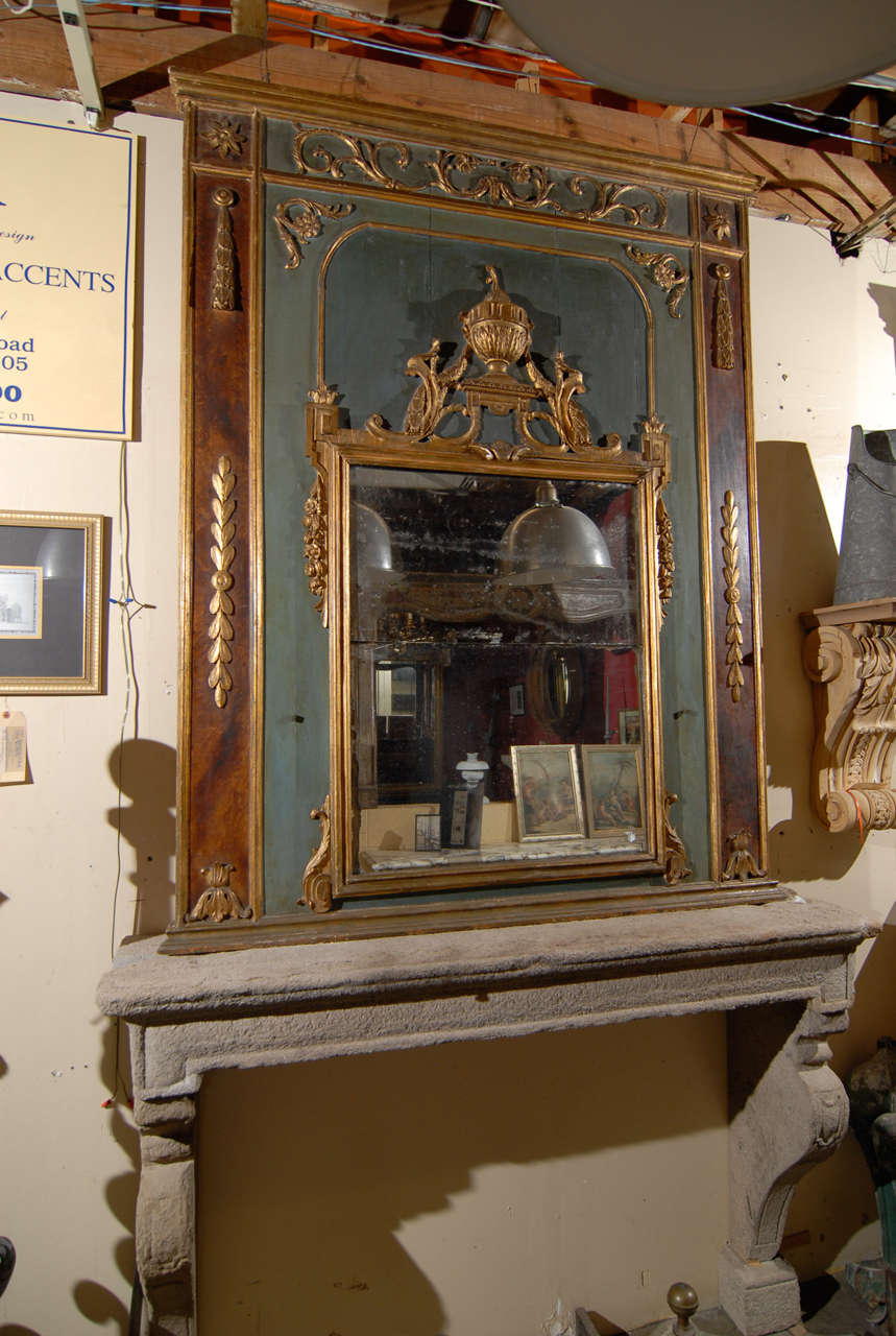 18th.c Italian Carved, Painted and Gilded Neo-Roman Mirror