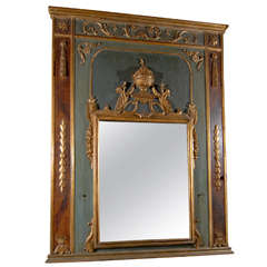 18th.c Italian Carved, Painted and Gilded Neo-Roman Mirror