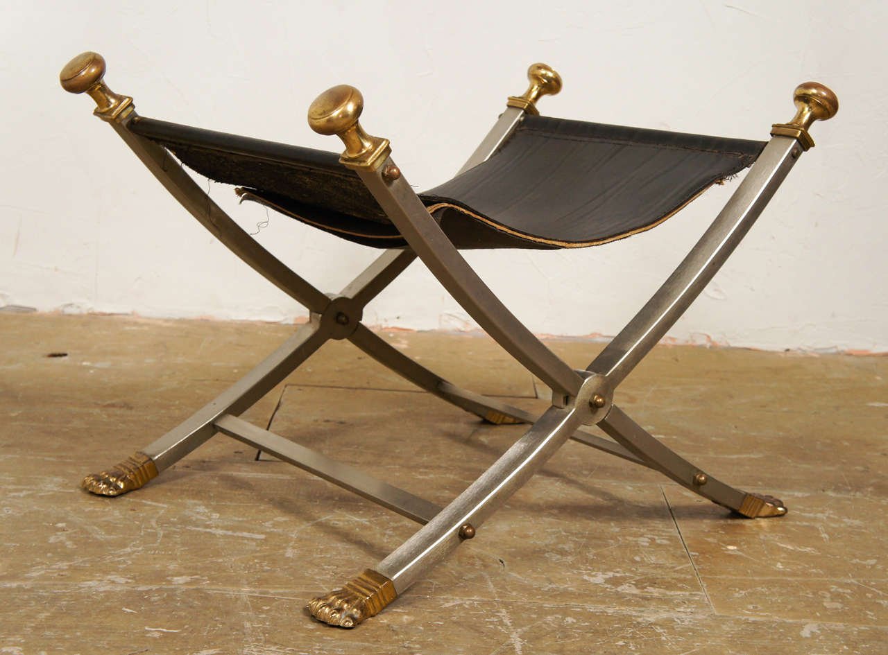 Maison Jansen Campaign Folding Chair and Ottoman 2