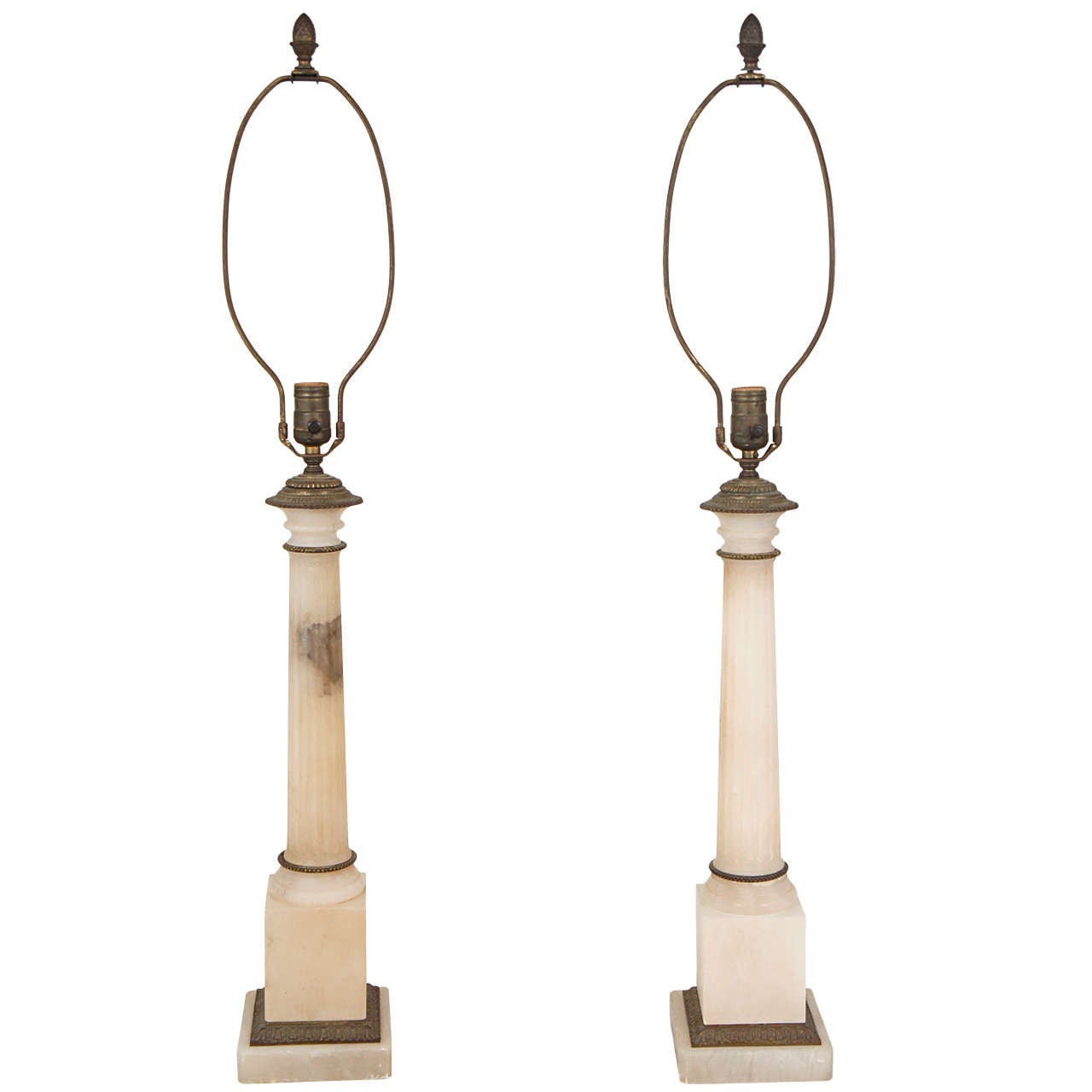 Neoclassical Marble Column Lamps