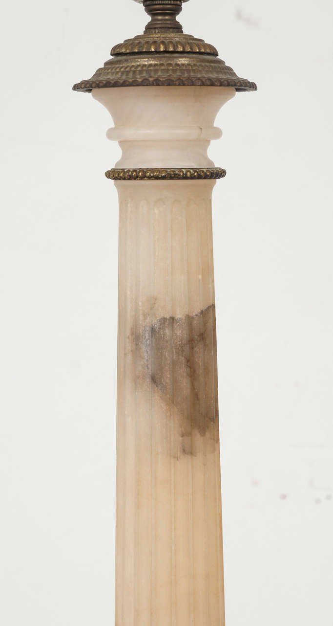 Neoclassical Marble Column Lamps In Good Condition In Sheffield, MA