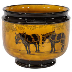 Royal Doulton Arts and Crafts Jardiniere With Horse Motif/Black Transfer 