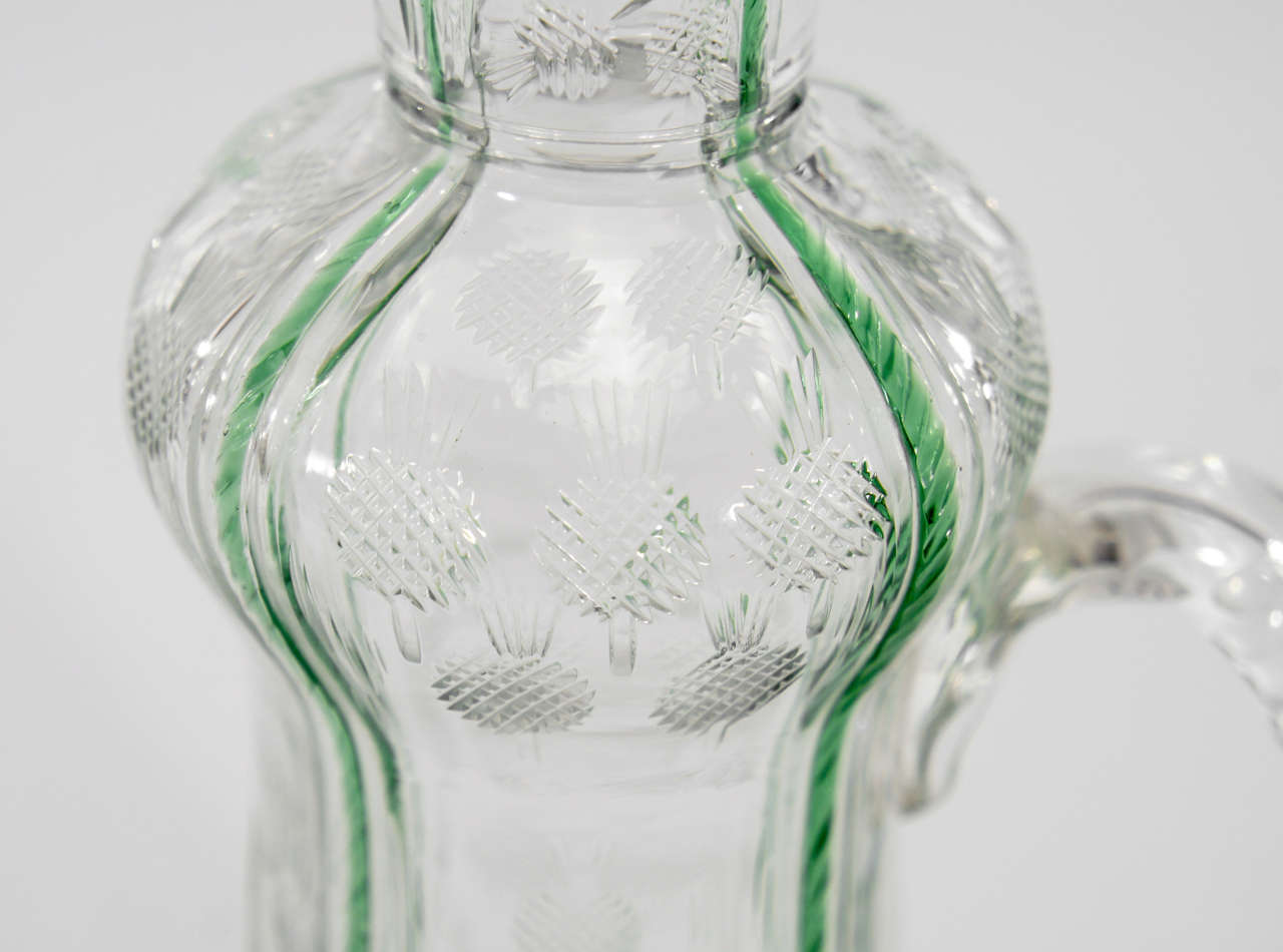 Stevens & Williams Pair of Crystal Decanters w/ Engraving & Applied Handles 4