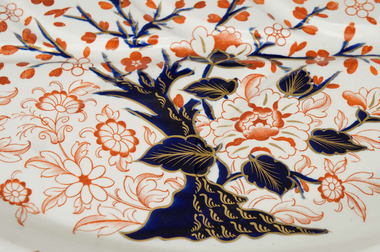 British 19th C. Derby Imari Decorated Massive Well And Tree Platter