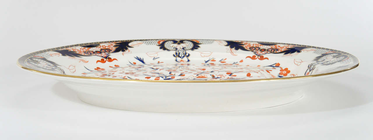 19th C. Derby Imari Decorated Massive Well And Tree Platter In Excellent Condition In Great Barrington, MA