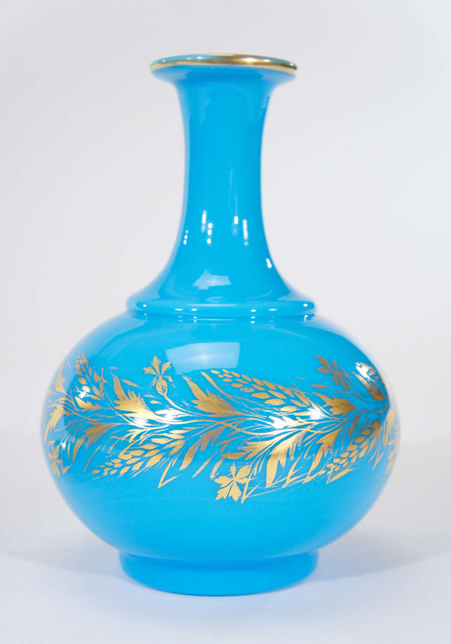 XIX secolo Baccarat Opalino Turchese 3 Pezzi 