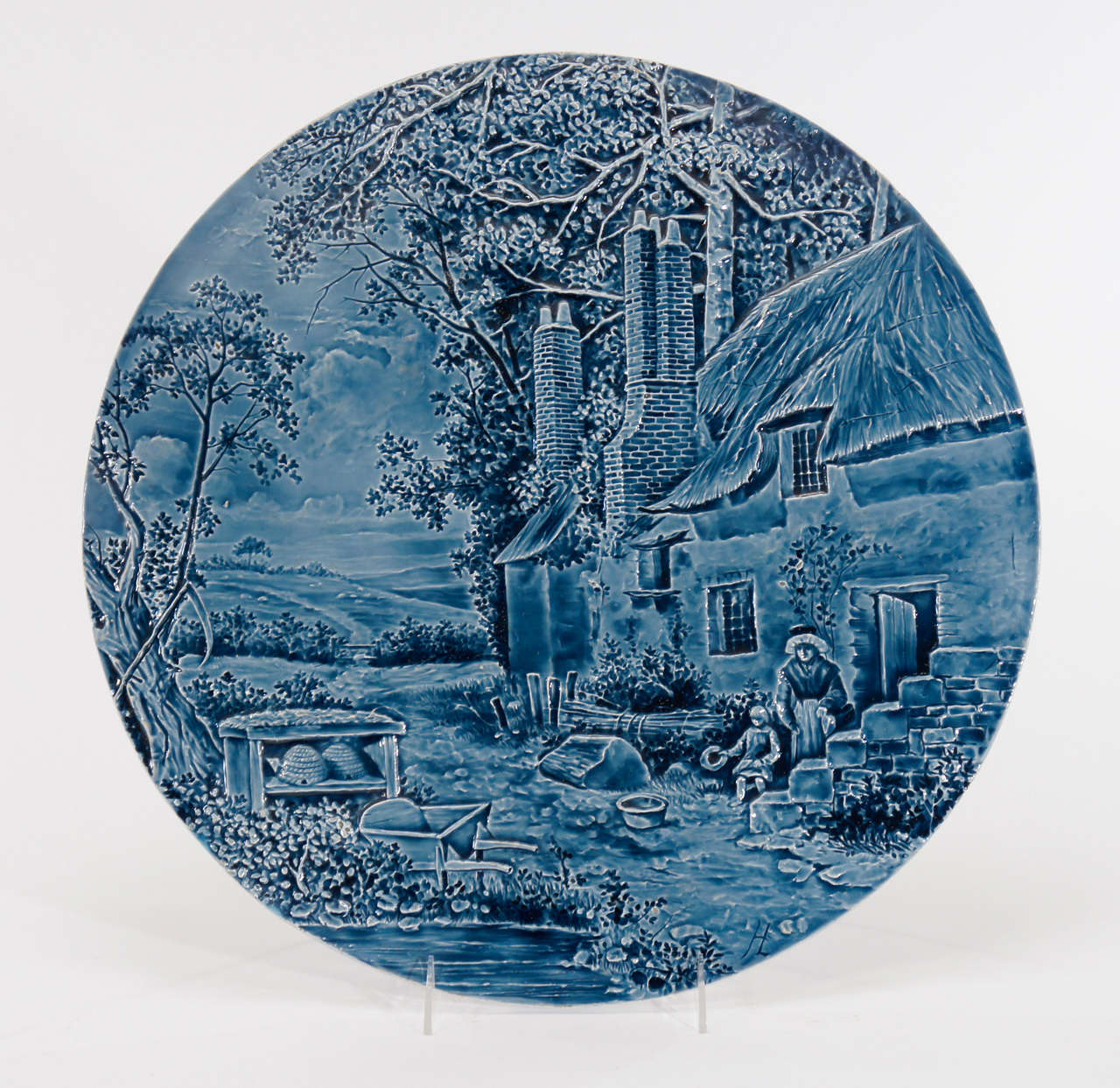 Signed Burmantoft's Country Cottage Faience Plaque