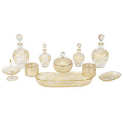 Baccarat/Moser Crystal 10 Piece Gilded/Gold Dresser Set