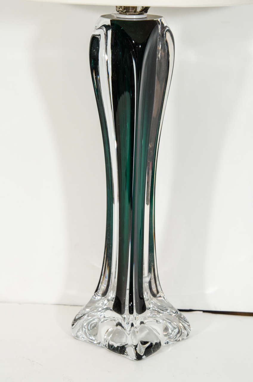 A Pair Of Flygsfors Crystal Lamps In Excellent Condition In New York, NY