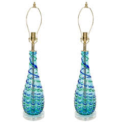 A Pair Of Murano Glass Lamps