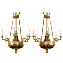 Original Pair Of Style First Empire Chandeliers