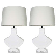 Pair of Monumental Art Deco Style Ceramic Lamps 6