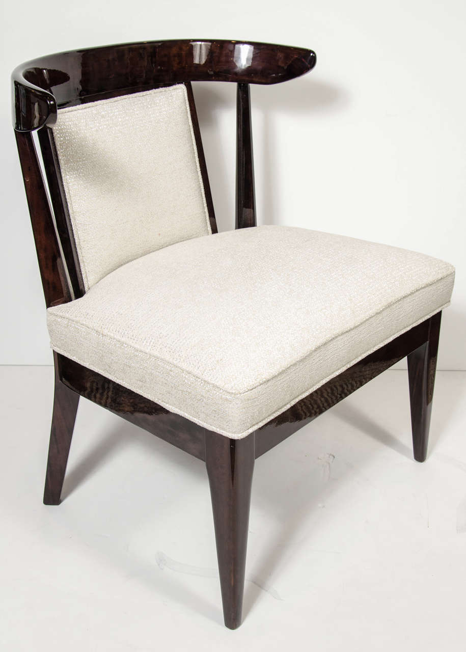 Mid-20th Century Pair of Mid-Century Modernist Klismos Style Chairs in Ebonized Walnut