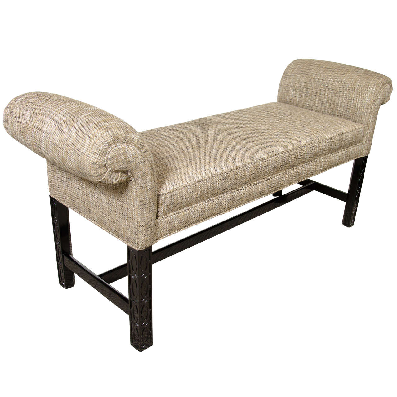Midcentury Modernist Upholstered Scroll Arm Bench In Ebonized - Midcentury Modernist Upholstered Scroll Arm Bench In Ebonized Walnut Bybaker midcentury modernist upholstered scroll arm bench in ebonized - midcentury modernist upholstered scroll arm bench in ebonized walnut bybaker