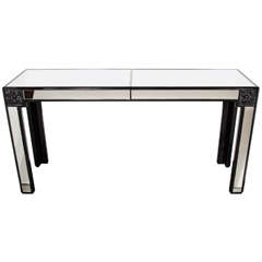 Mid-Century Mirrored and Ebonized Walnut Console In The Manner of James Mont
