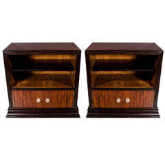Elegant Pair of Art Deco Cabinets with Hand Blown Murano Glass Pulls