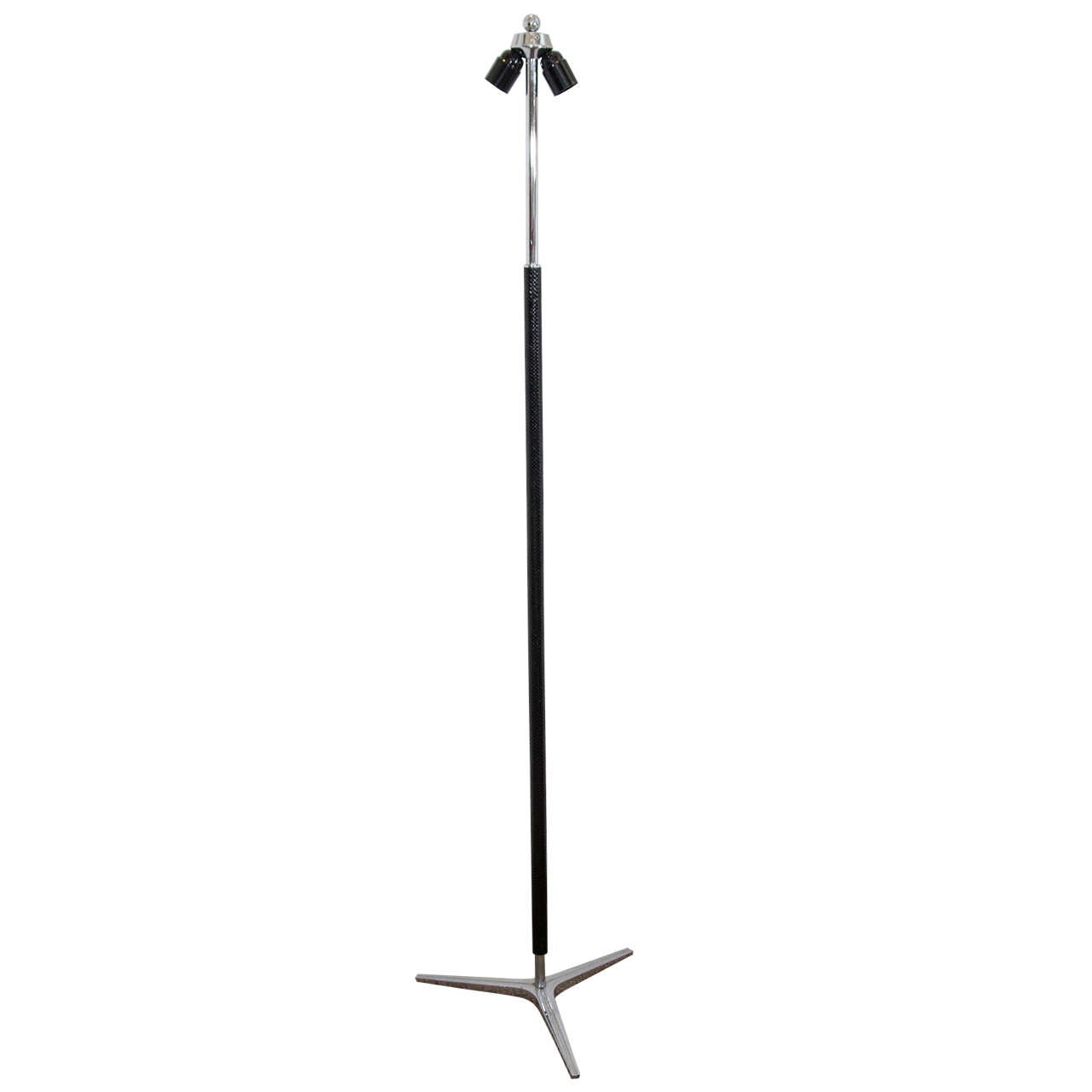 Italian 1970s Floor Lamp in Black Snake Skin