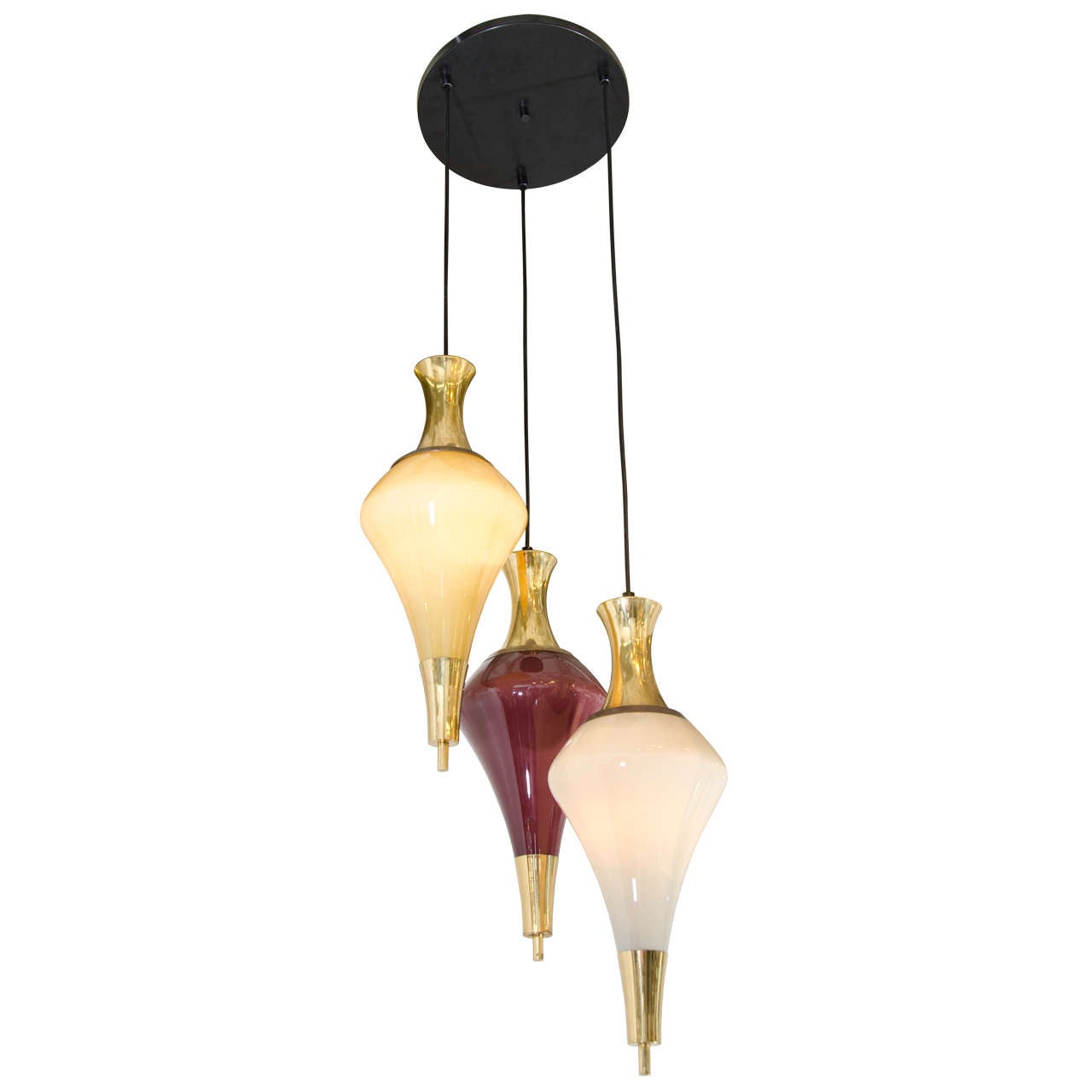 Italian Triple Pendant Light Fixture at 1stdibs