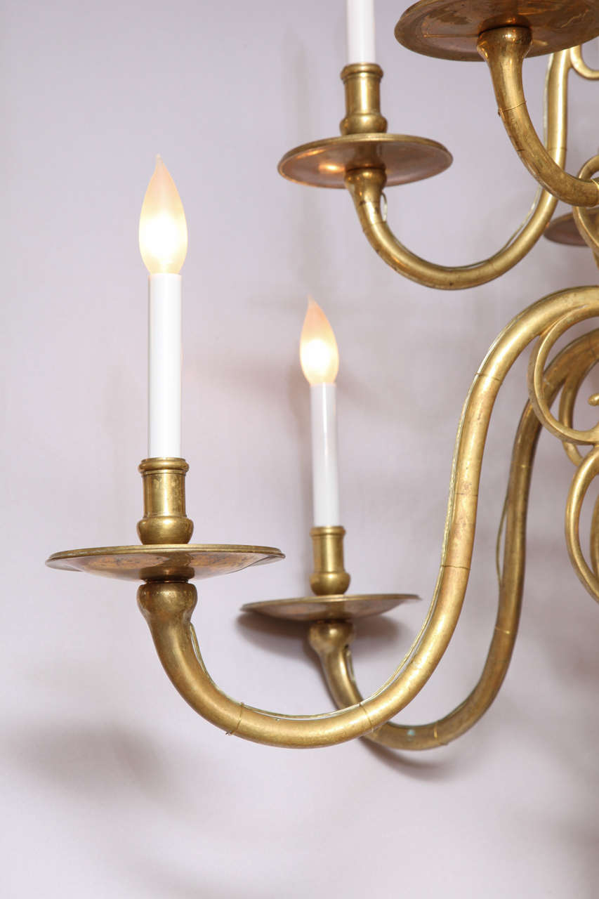 British Large Brass Two Tiered Chandalier