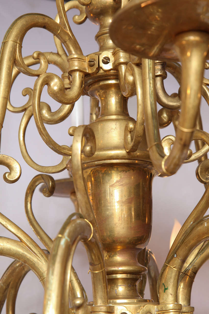 19th Century Large Brass Two Tiered Chandalier