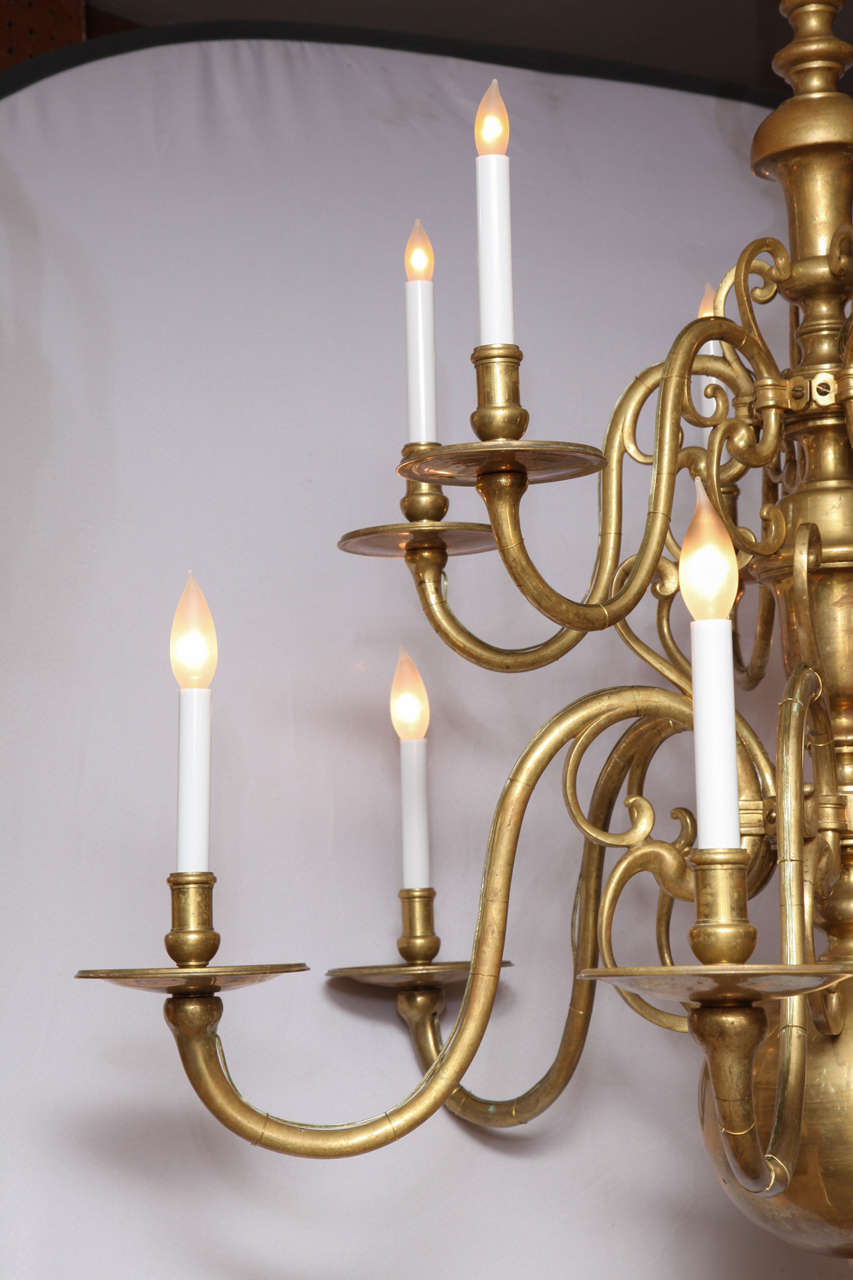 Large Brass Two Tiered Chandalier 3