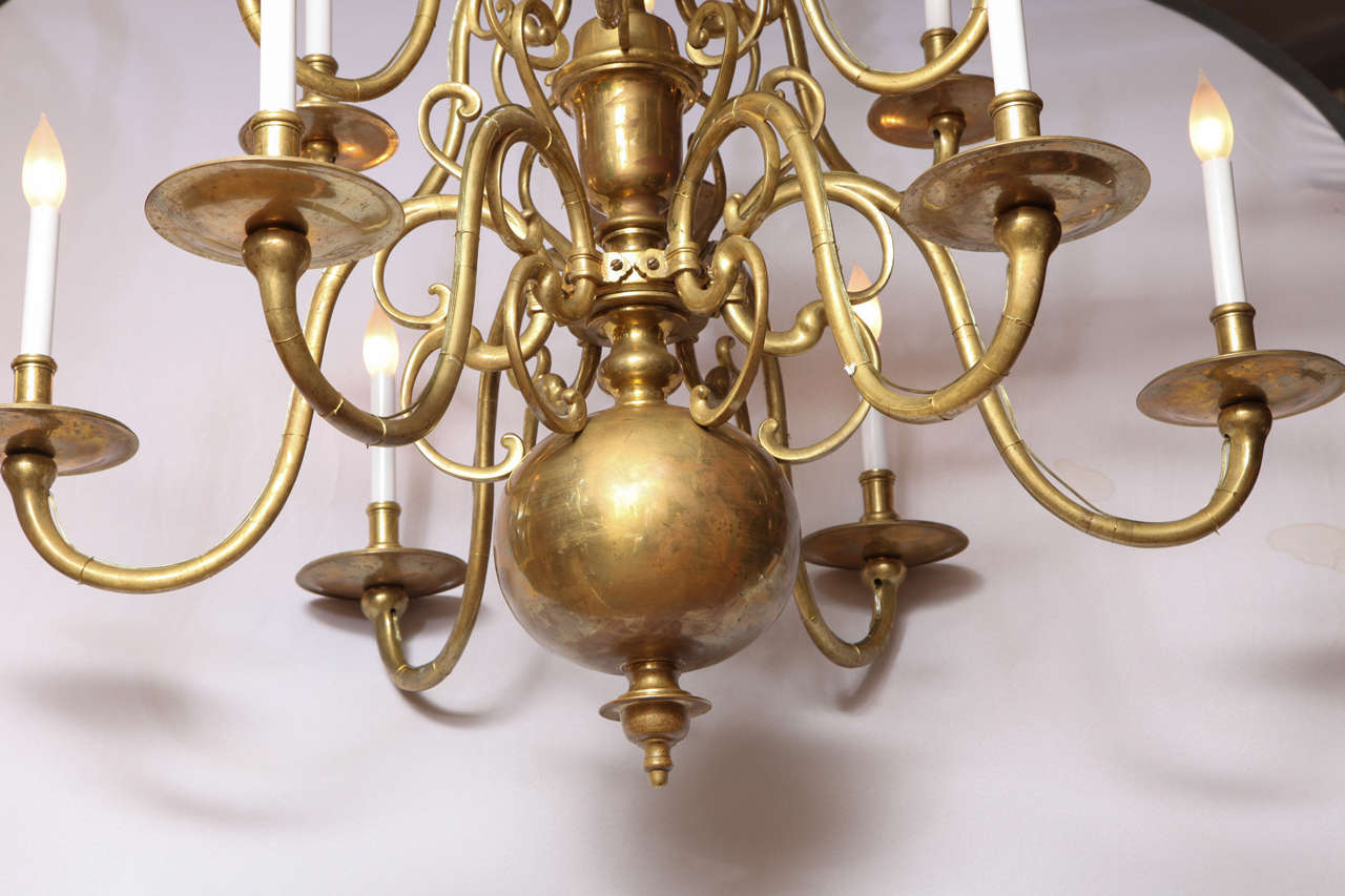 Large Brass Two Tiered Chandalier 4