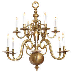 Antique Large Brass Two Tiered Chandalier