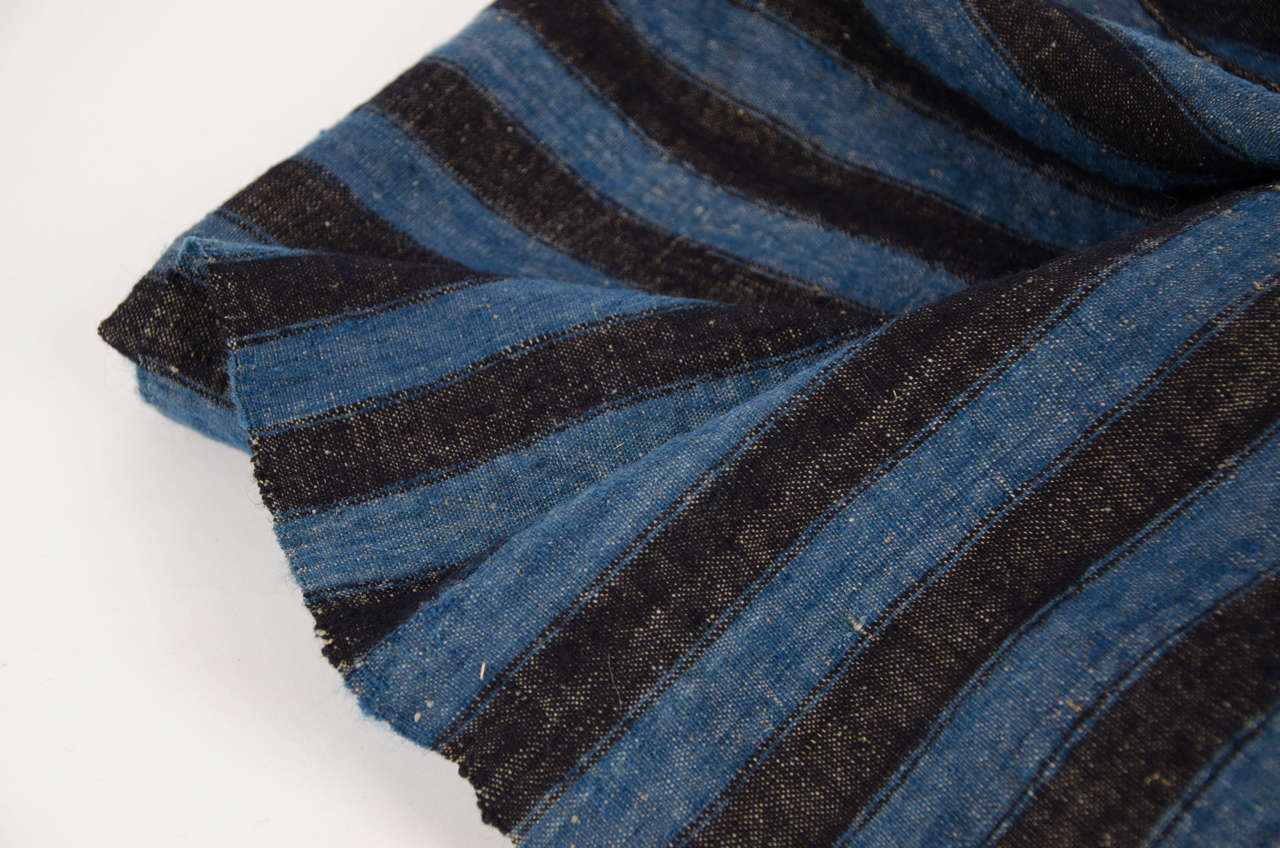 Early 19th Century Dutch striped Black & Blue Funeral Blanket In Good Condition For Sale In London, GB