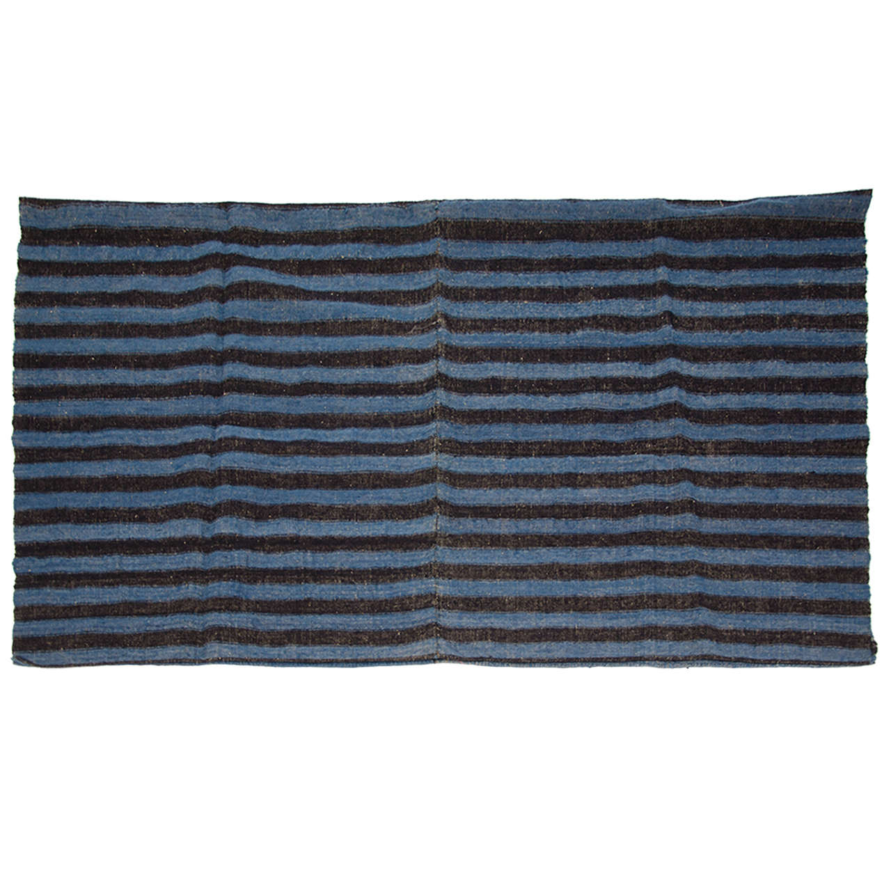 Early 19th Century Dutch striped Black & Blue Funeral Blanket For Sale