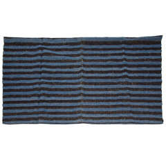 Early 19th Century Dutch striped Black & Blue Funeral Blanket