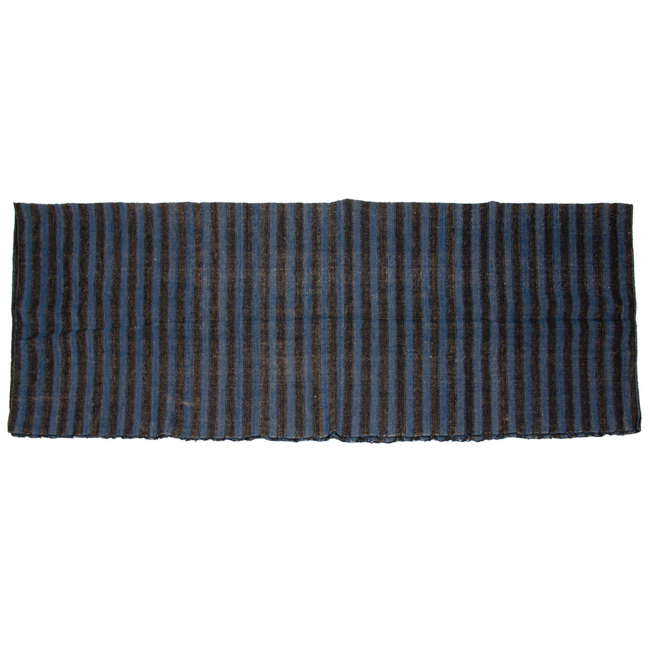 Early 19th Century Dutch striped Black & Blue Funeral Blanket For Sale
