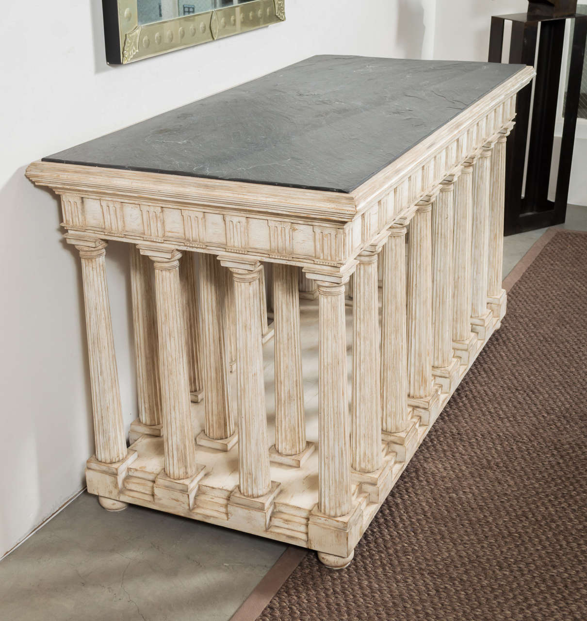 Contemporary Hand-Painted and Antiqued Slate Top Architectural Center Table