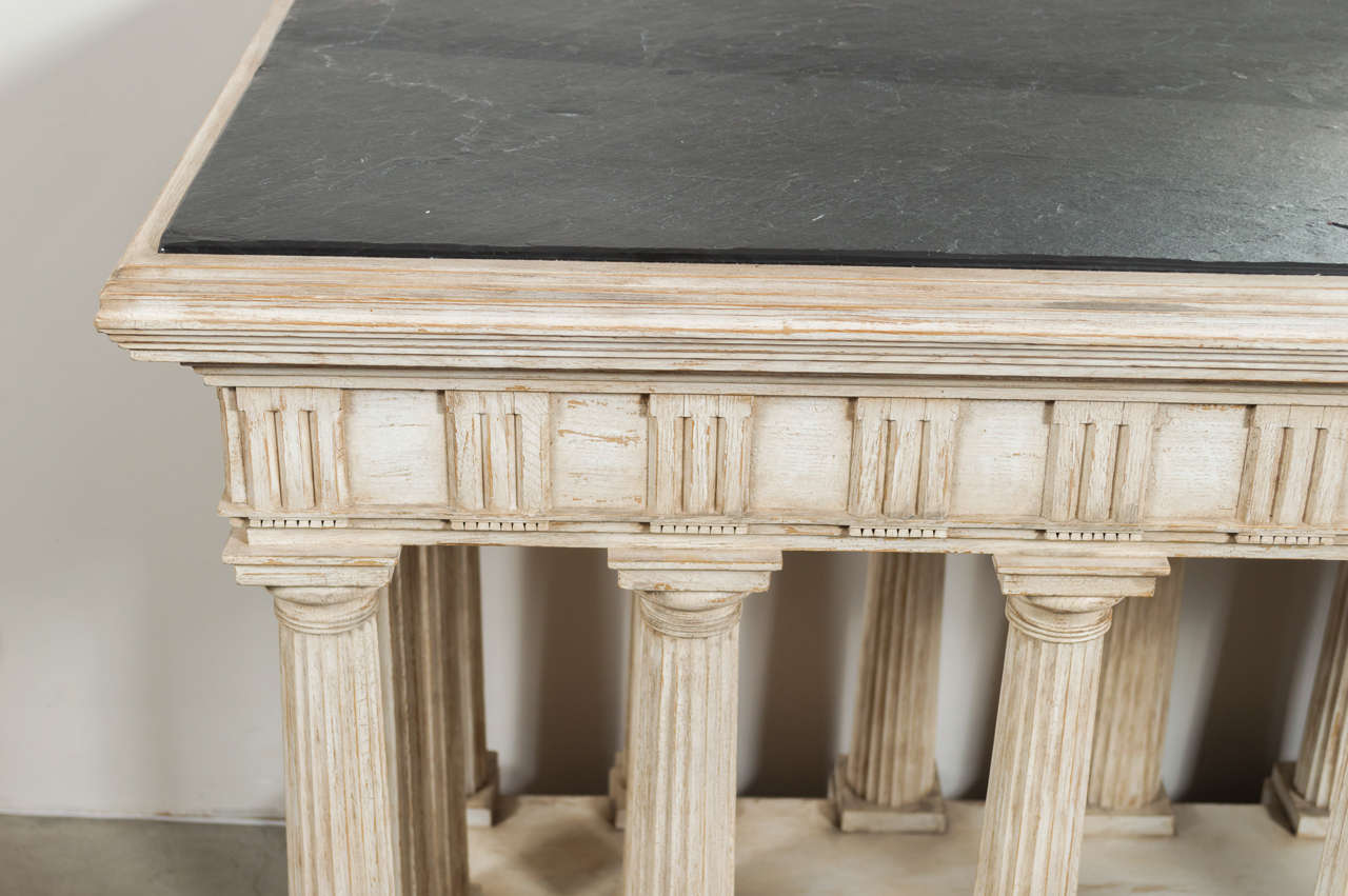 Hand-Painted and Antiqued Slate Top Architectural Center Table 2