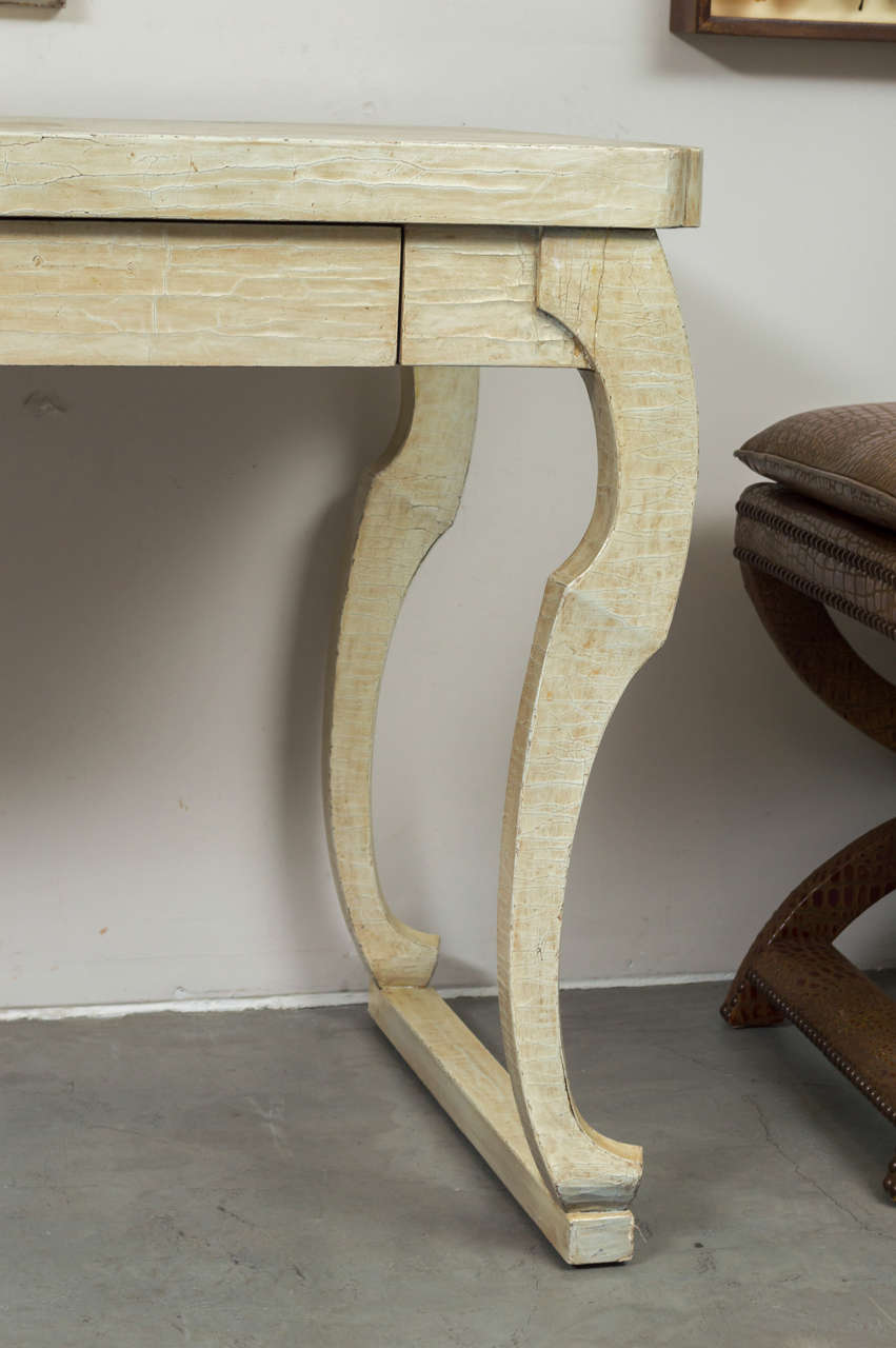 American John Hutton designed Ivory Crackle glaze Mid-Century Two-Drawer Desk