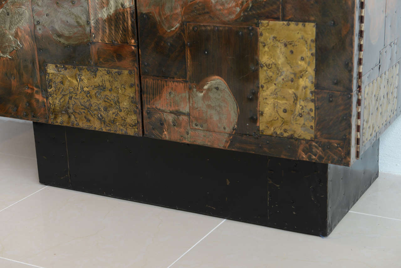 Mid-Century Modern Fine Paul Evans Studio Mixed Metals, Two Door Cabinet or Dry Bar