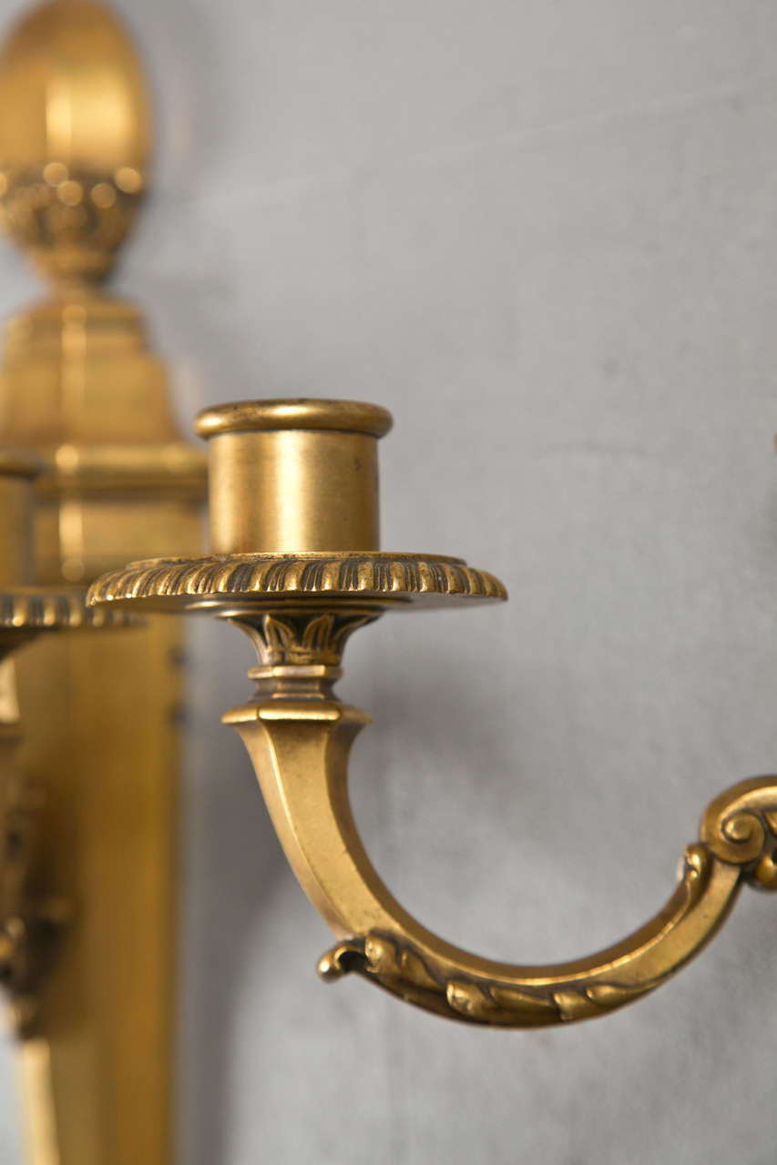 American Pair of Gilt Bronze Caldwell Sconces For Sale