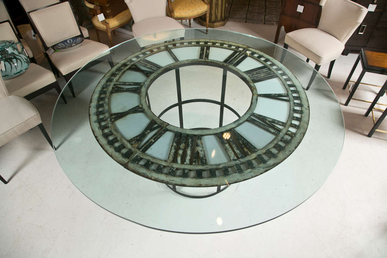 British Dining Table Made from 19th Century Clock For Sale