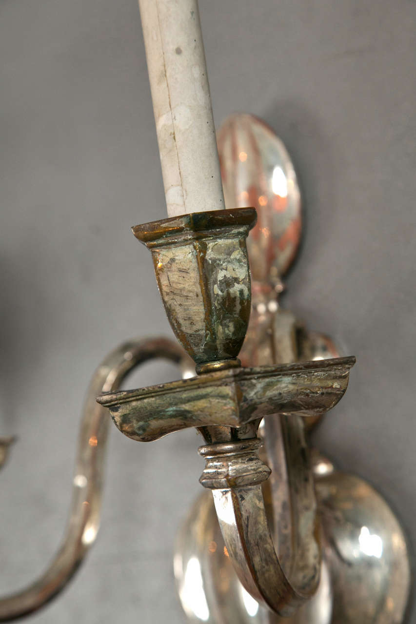 Set of Eight Silver Plated Caldwell Sconces In Excellent Condition For Sale In Stamford, CT