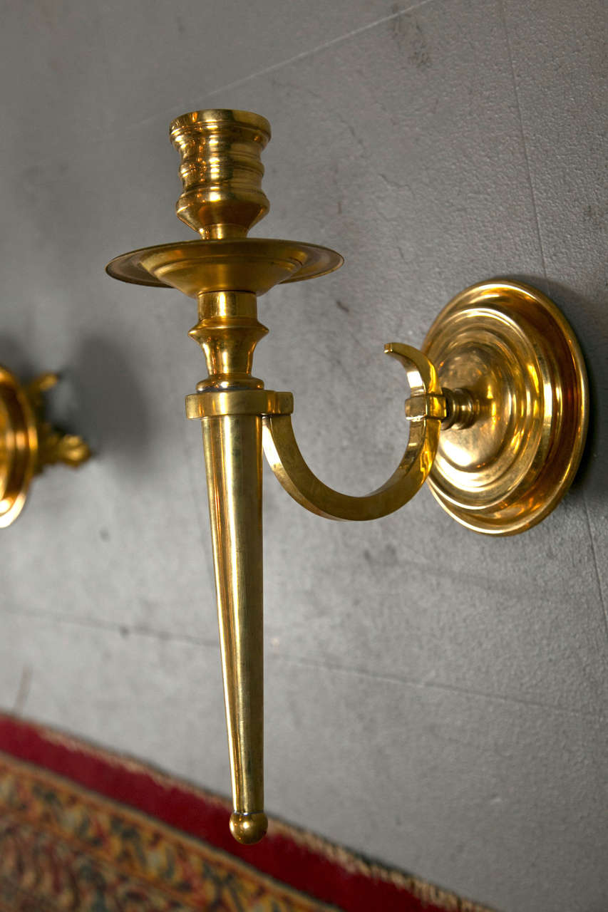 20th Century Set of Eight Gilt Bronze Caldwell Sconces For Sale