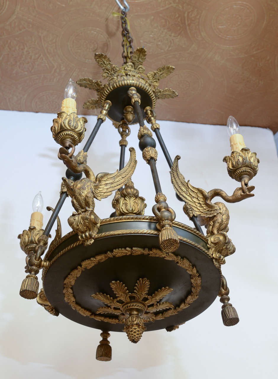 Second Empire Gilt and Patinated Bronze 19c. Empire Chandelier