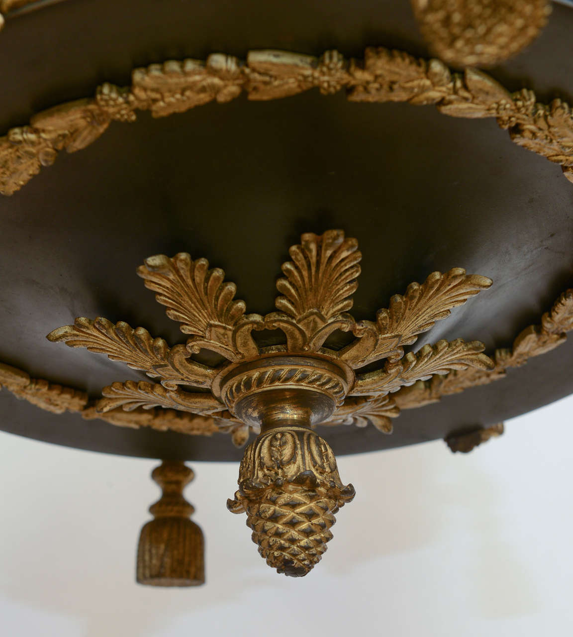 Gilt and Patinated Bronze 19c. Empire Chandelier In Excellent Condition In West Palm Beach, FL