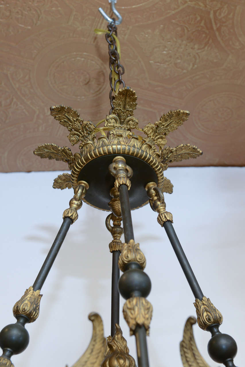 Gilt and Patinated Bronze 19c. Empire Chandelier 1