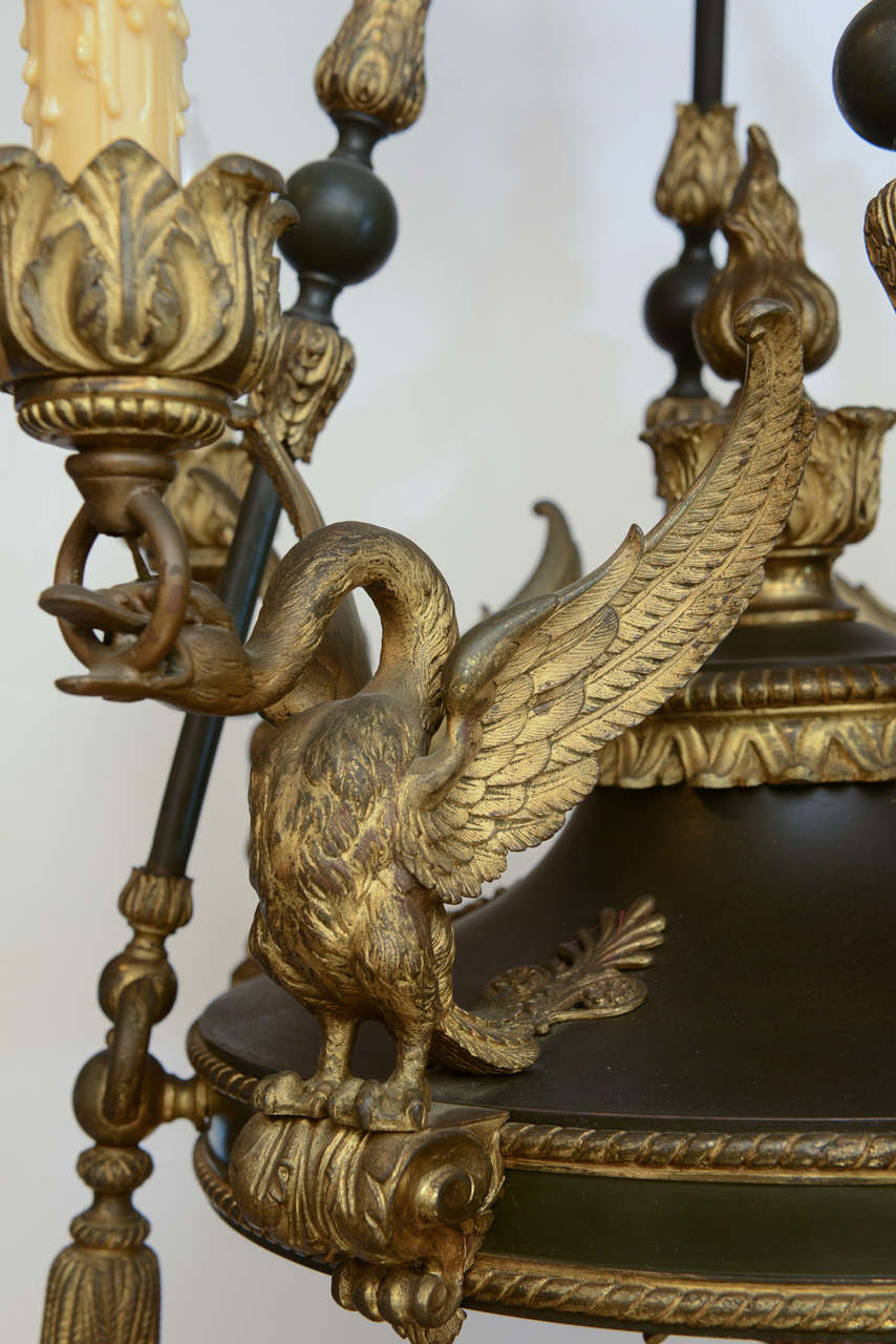 Gilt and Patinated Bronze 19c. Empire Chandelier 2