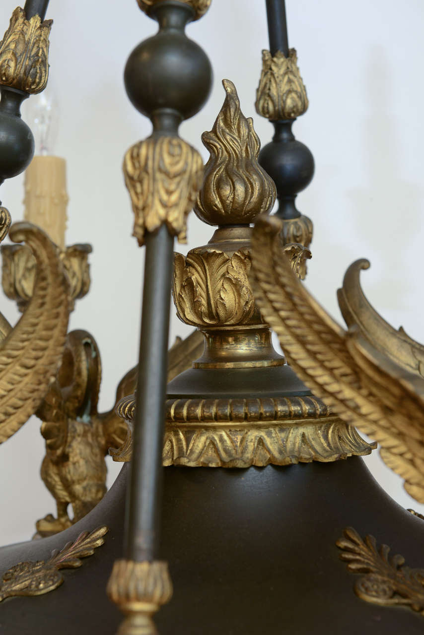 Gilt and Patinated Bronze 19c. Empire Chandelier 4