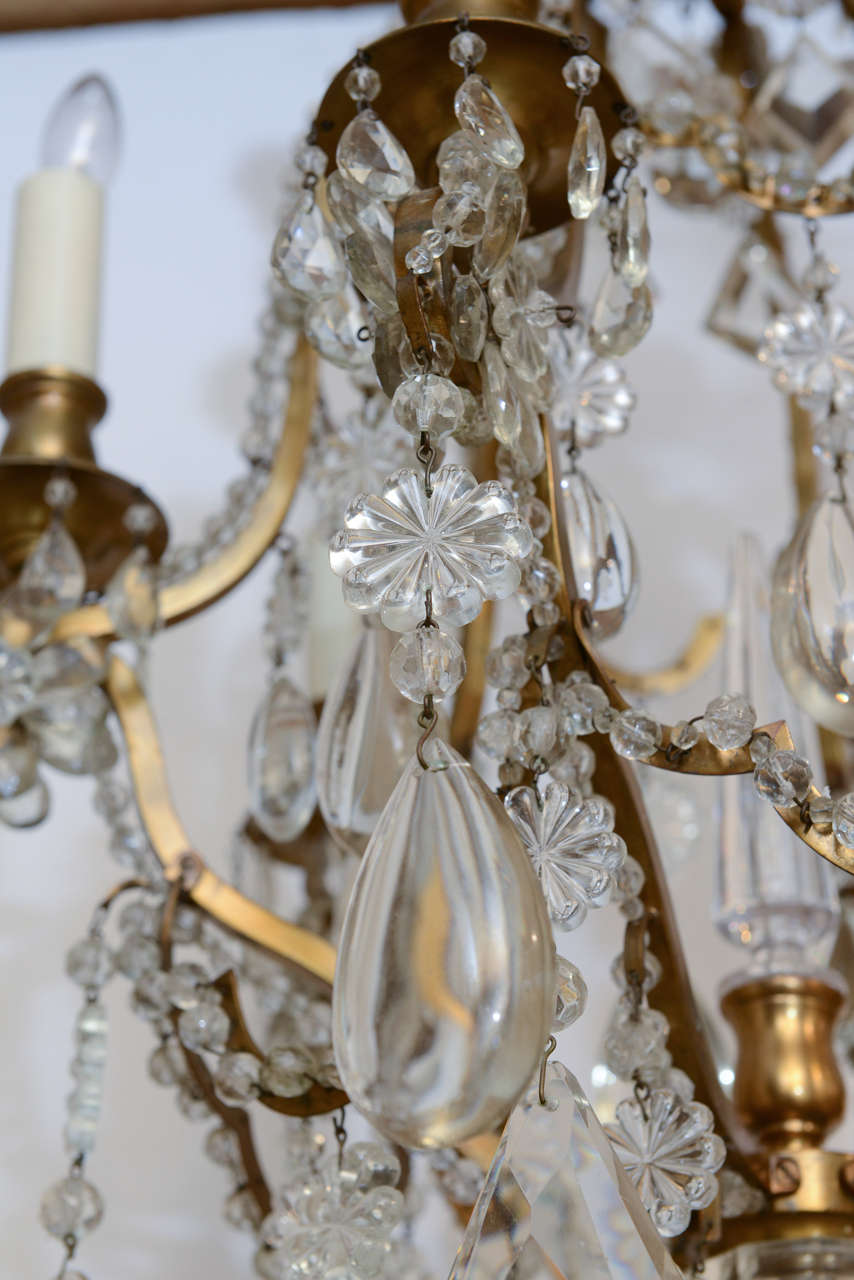 Late 19th Century Gilded Brass Six-light Chandelier In Excellent Condition In West Palm Beach, FL