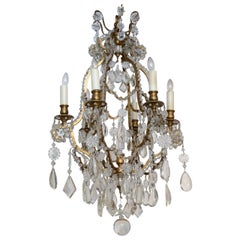 Antique Late 19th Century Gilded Brass Six-light Chandelier